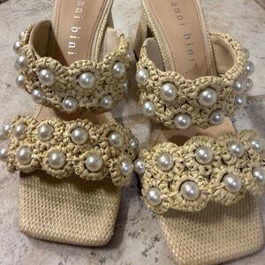 Gianni Bini Tan Pearl Woven Sandals
